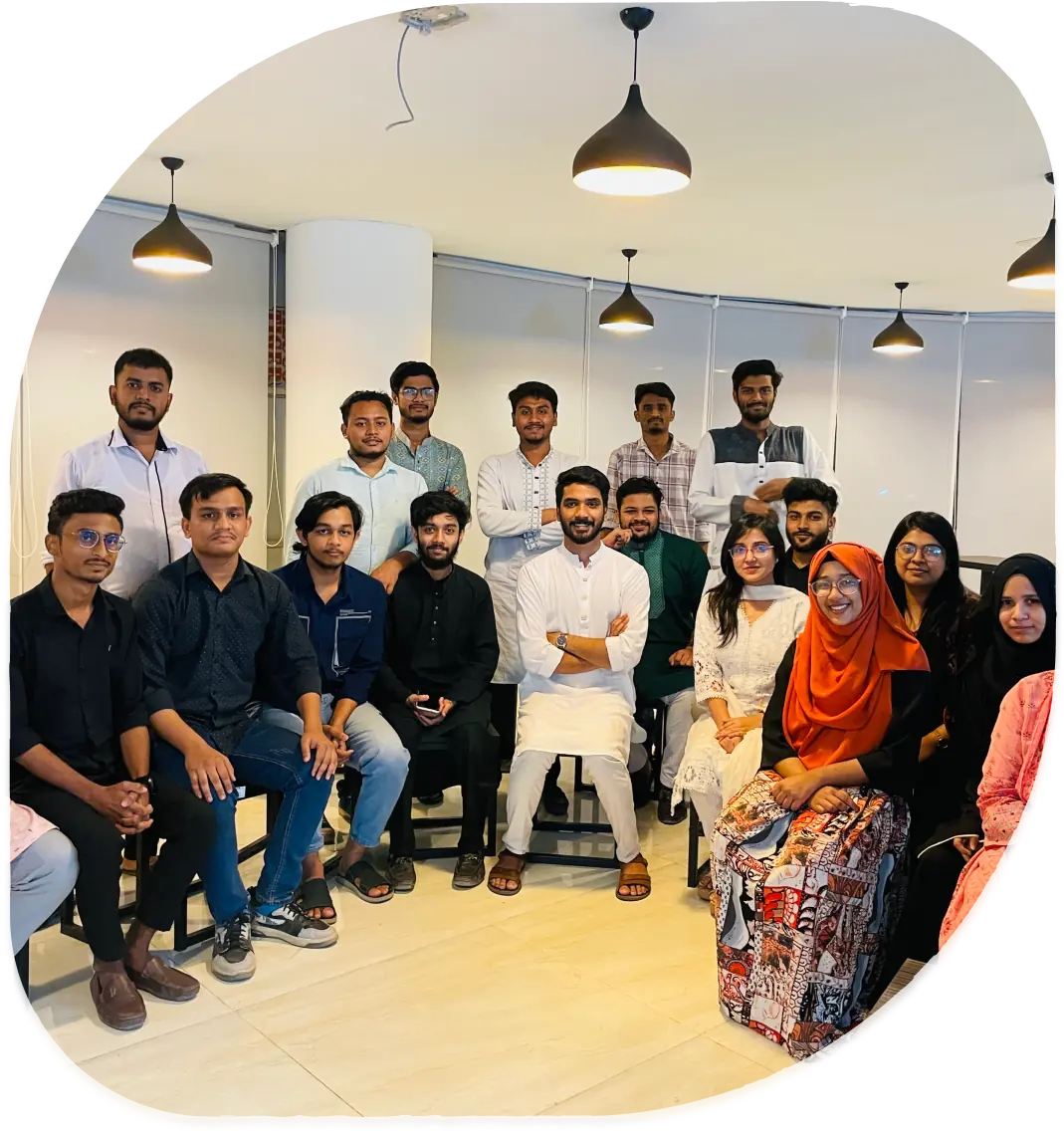 Group of young professionals posing together indoors during Aspire Internship Program