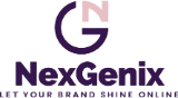 NexGenix logo with stylized 'NG' initials in gradient purple and orange